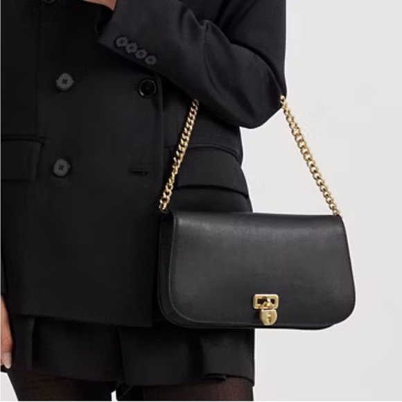 Lauren Ralph Lauren Black Shoulder Bag with Gold Accent | New with Tags - Picture 13 of 13